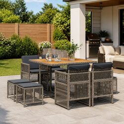 Compact and Efficient 9 Piece Garden Dining Set