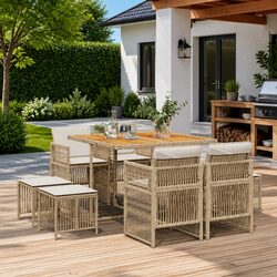 9 Piece Patio Dining Set with Cushions