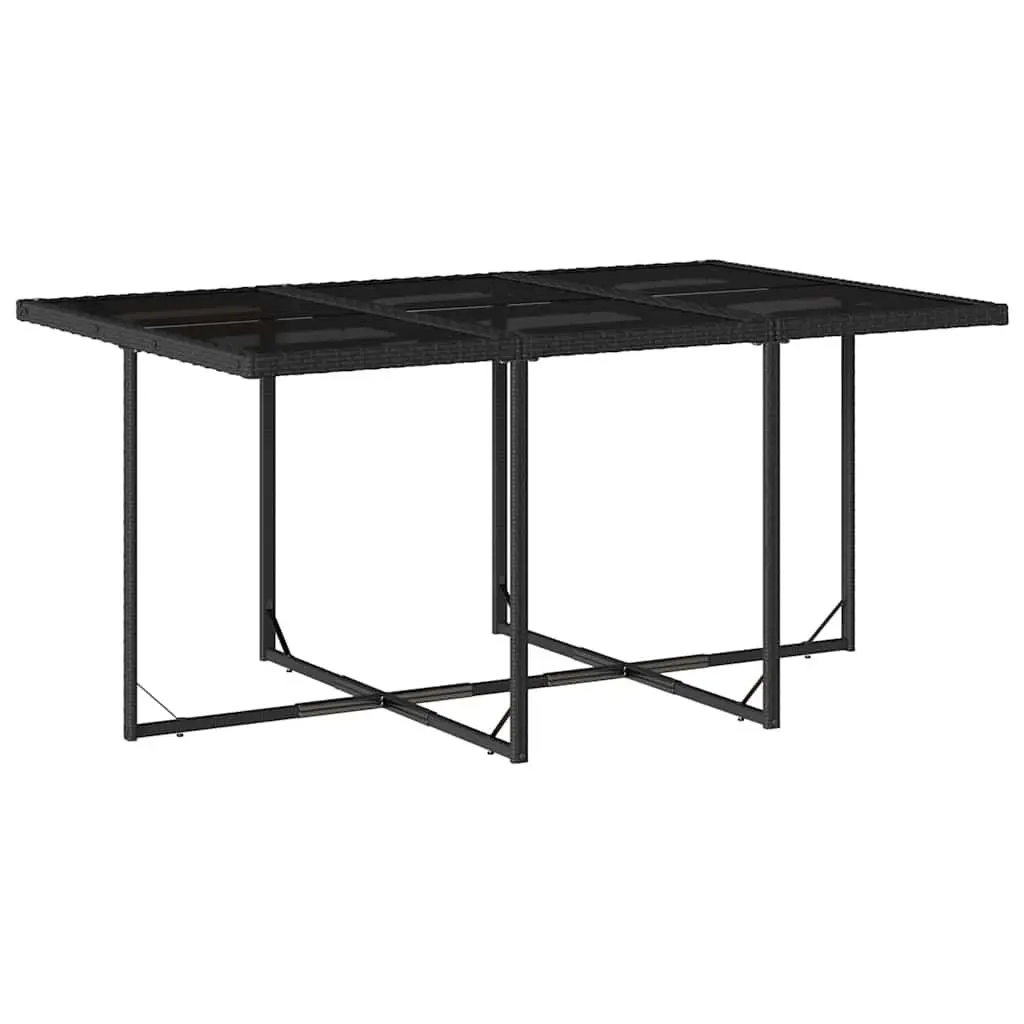Garden Dining Set 11 Piece Outdoor Furniture Black PE Rattan Table Chairs