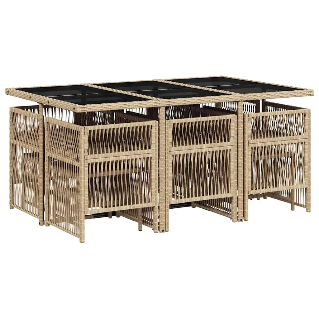 Outdoor Garden Dining Set 11 Piece Poly Rattan Patio Furniture with Cushions