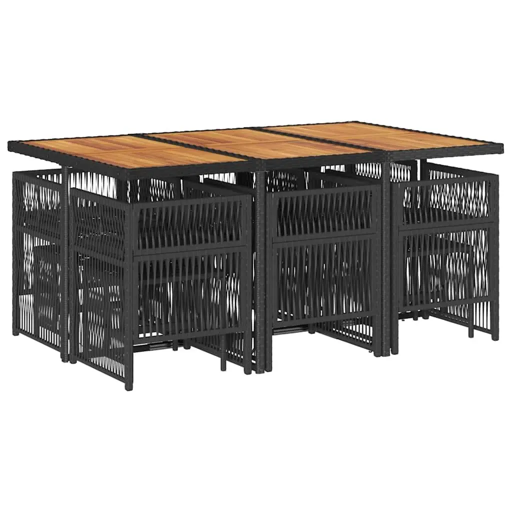 Garden Dining Set Black 11 Piece Outdoor Furniture PE Rattan Chairs Table Cushions