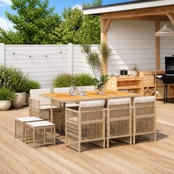 Compact and Stylish 11-Piece Beige Dining Set