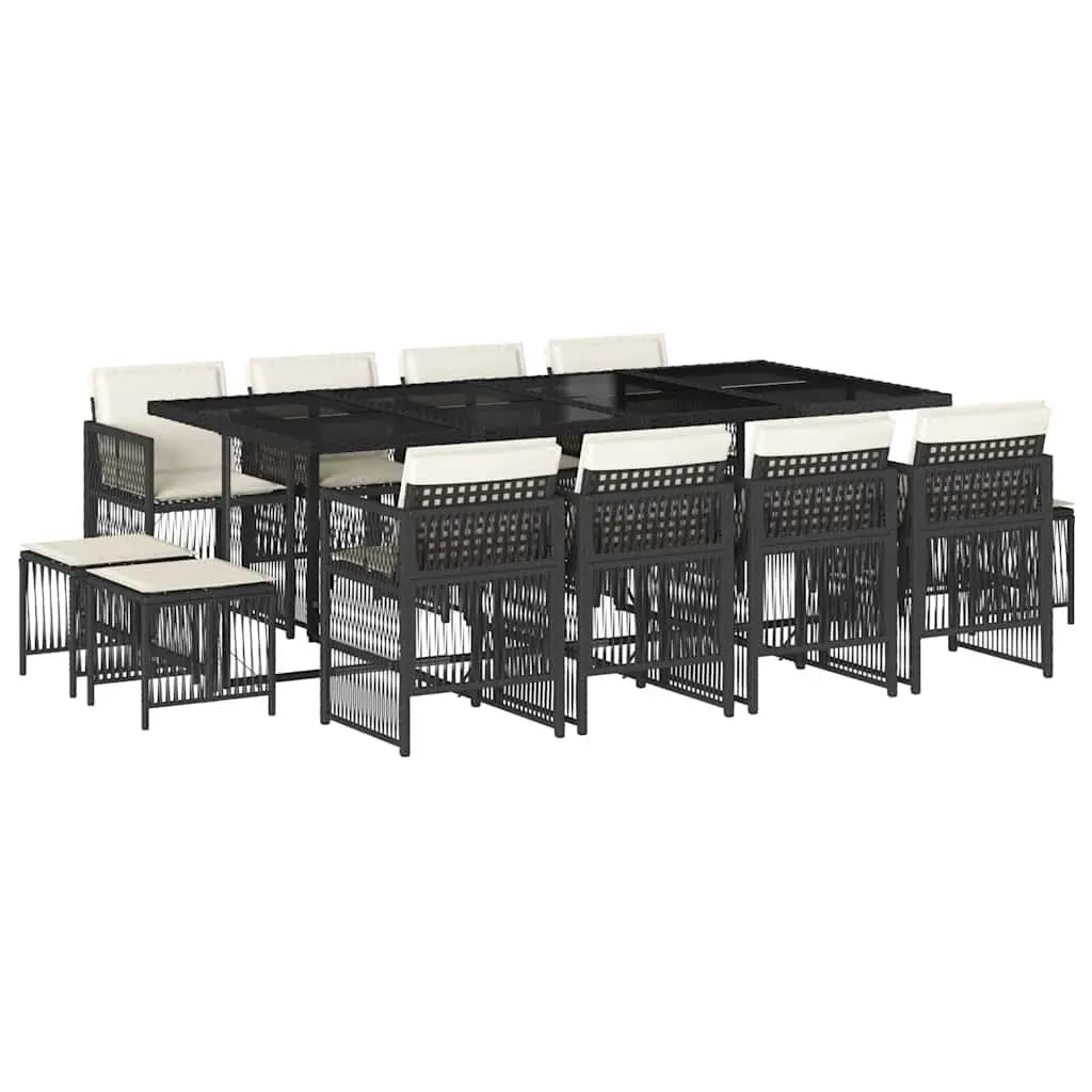 Outdoor Dining Set 13 Piece Black Rattan