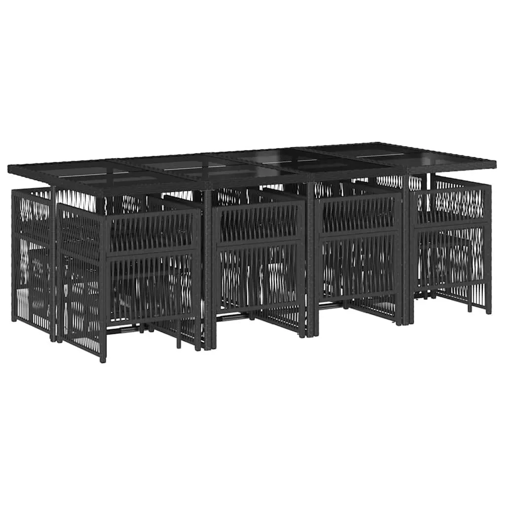 Outdoor Dining Set 13 Piece Black Rattan