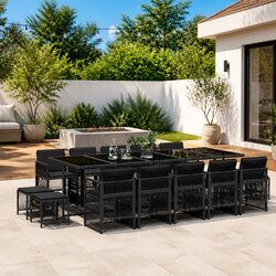 Efficient 15-Piece Garden Dining Set with Cushions