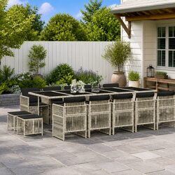 Compact 15-Piece Garden Dining Set in Grey