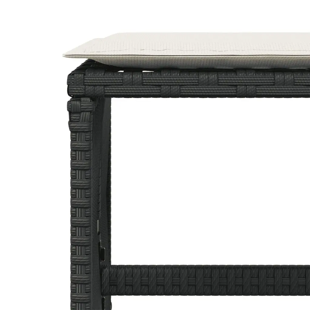 Outdoor Dining Set 15 Piece Garden Furniture with Cushions Black Poly Rattan