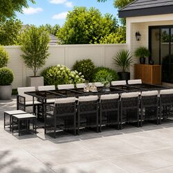 Compact and Durable 17-Piece Dining Set for Your Garden