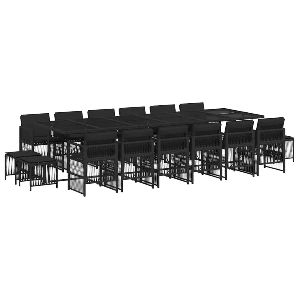 17 Piece Outdoor Garden Dining Set PE Rattan Chairs Table Cushions Black