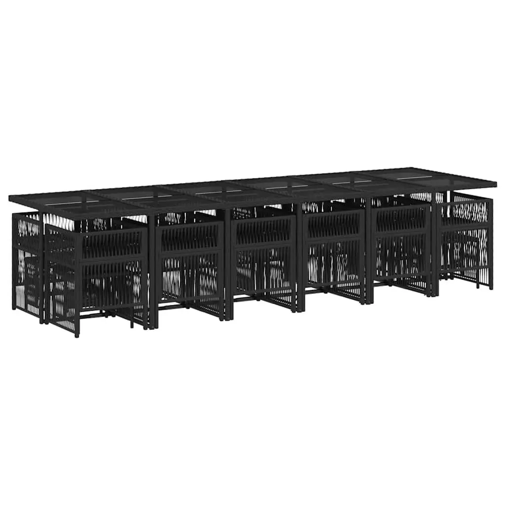 17 Piece Outdoor Garden Dining Set PE Rattan Chairs Table Cushions Black