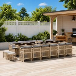 Garden Dining Set 17 Piece Outdoor Furniture PE Rattan Chairs Table Cushions