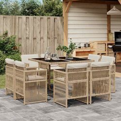 Concise 9 Piece Garden Dining Set with Cushions