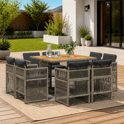 Compact and Stylish 9-Piece Garden Dining Set