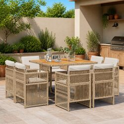 9 Piece Garden Dining Set for Outdoor Fun
