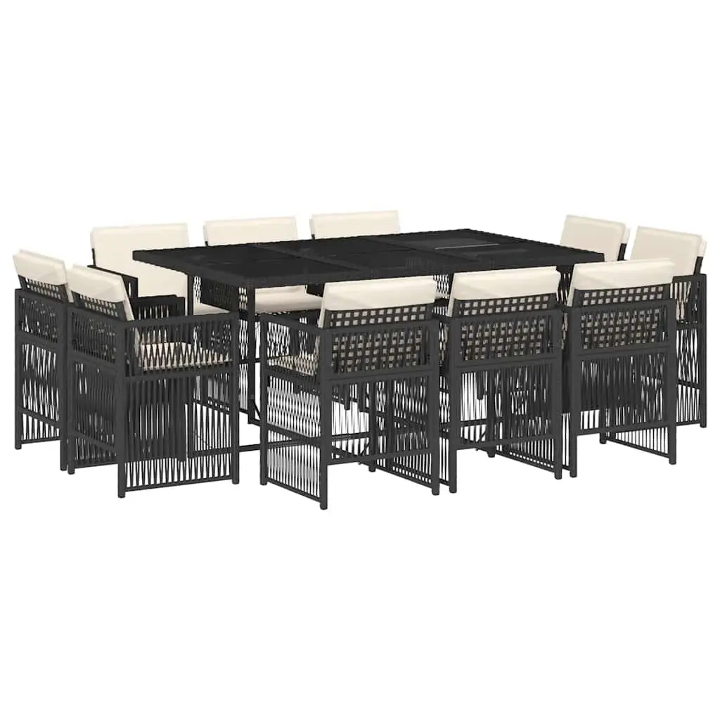 Garden Dining Set Black 11 Piece Outdoor Furniture PE Rattan Chairs Table
