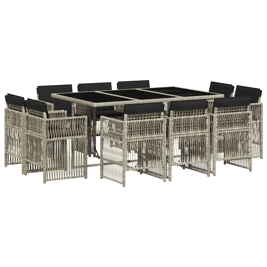 Garden Dining Set 11 Piece Outdoor Furniture Grey Poly Rattan Patio Chairs Table