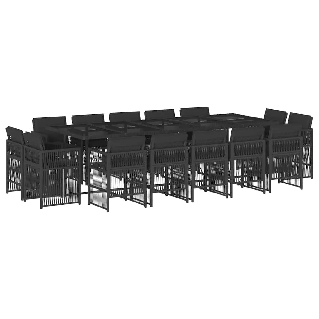 Garden Dining Set Black 15 Piece Outdoor Furniture PE Rattan Chairs Table