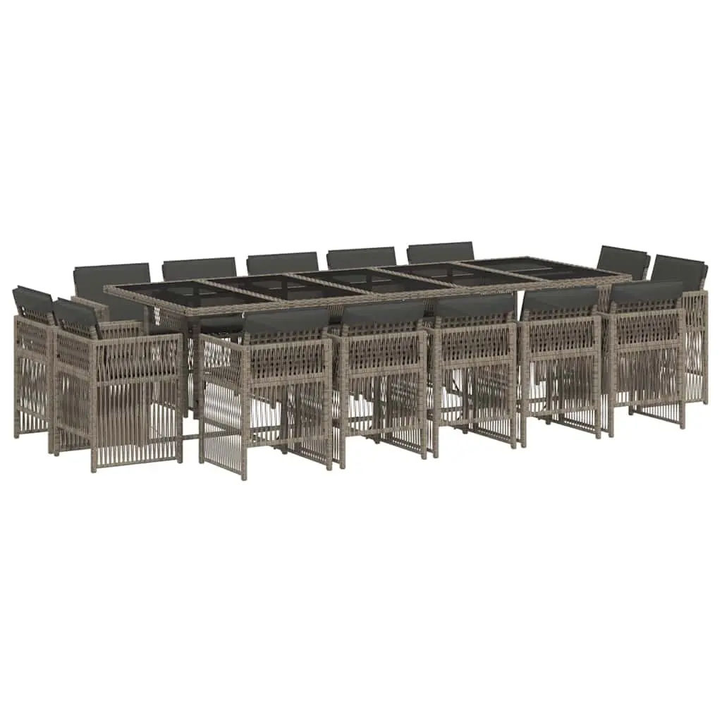 Garden Dining Set Grey 15 Piece Poly Rattan Outdoor Furniture Table Chairs
