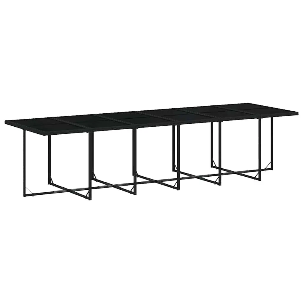 Garden Dining Set 17 Piece Outdoor Furniture Black Poly Rattan Chairs Table