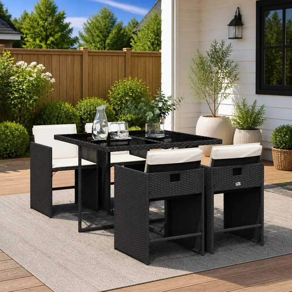 5 Piece Garden Dining Set with Cushions