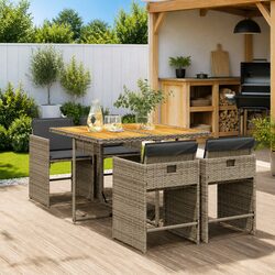 Concise 5 Piece Grey Poly Rattan Garden Dining Set