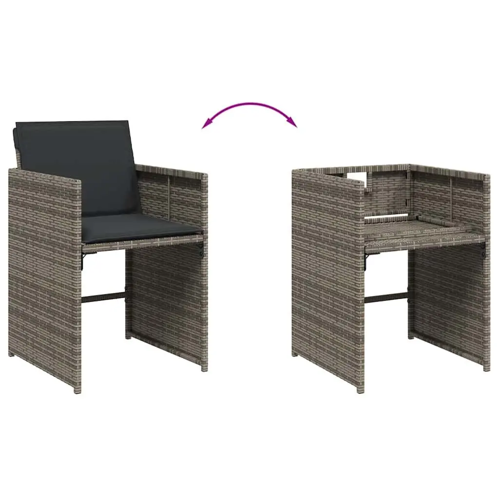 Grey Poly Rattan 5 Piece Outdoor Garden Dining Set with Padded Cushions