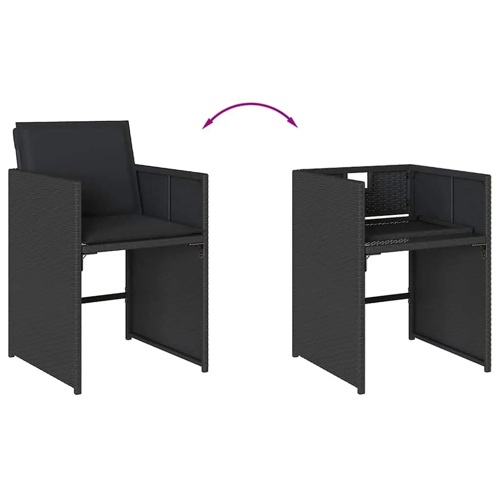 Outdoor Dining Set Black 7 Piece Garden Furniture PE Poly Rattan Chairs Table
