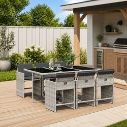 7 Piece Garden Dining Set in Grey for Outdoor Use
