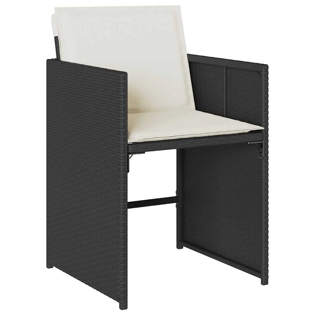 Garden Dining Set Black 9 Piece Outdoor Furniture Table Chairs Cushions Poly Rattan
