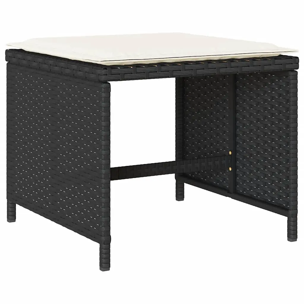 Garden Dining Set Black 9 Piece Outdoor Furniture Table Chairs Cushions Poly Rattan