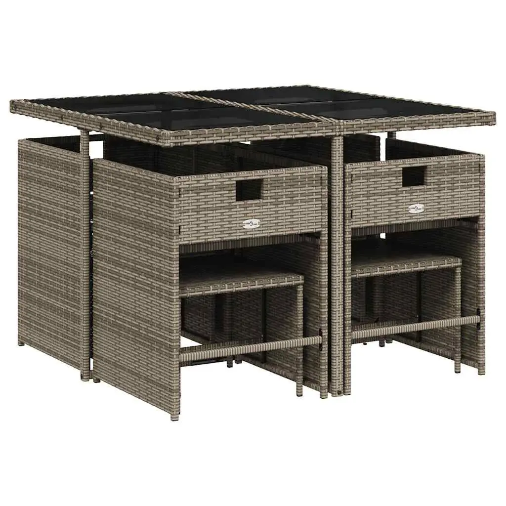Garden Dining Set Grey 9 Piece Outdoor Table Chairs with Cushions
