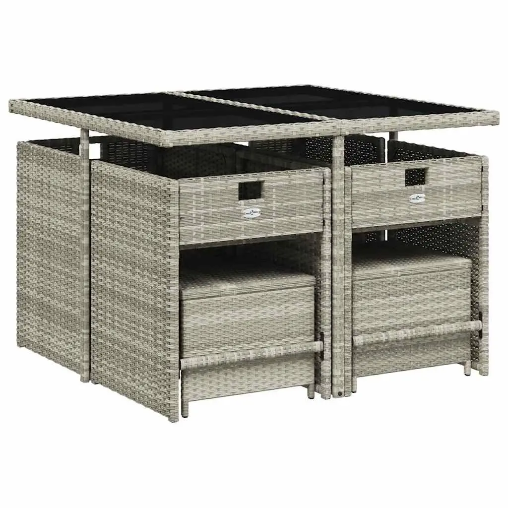 Garden Dining Set Grey 9 Piece Outdoor Furniture Poly Rattan Chairs Table