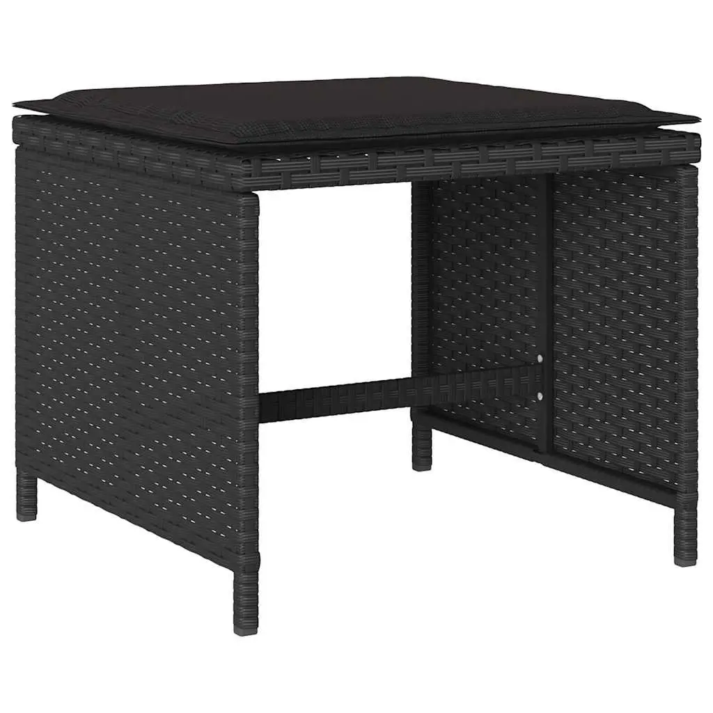 Garden Dining Set Black 11 Piece Outdoor Furniture Table Chairs Cushions