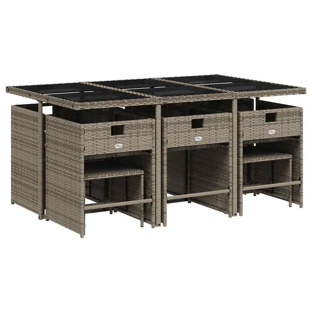 Garden Dining Set 11 Piece Grey Poly Rattan Outdoor Furniture Chairs Table