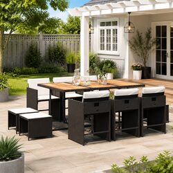 Compact and Stylish 11-Piece Outdoor Dining Set
