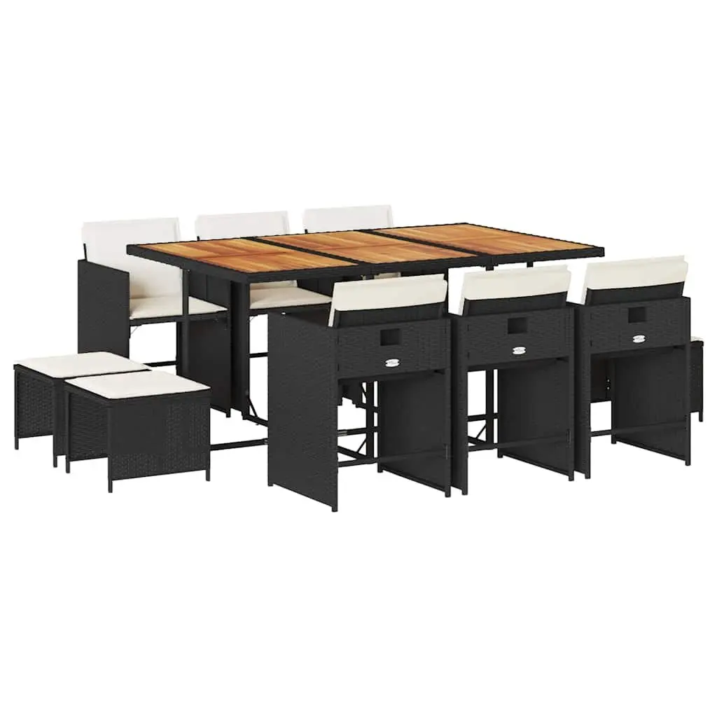Garden Dining Set Black 11 Piece Outdoor Furniture PE Rattan Chairs Table