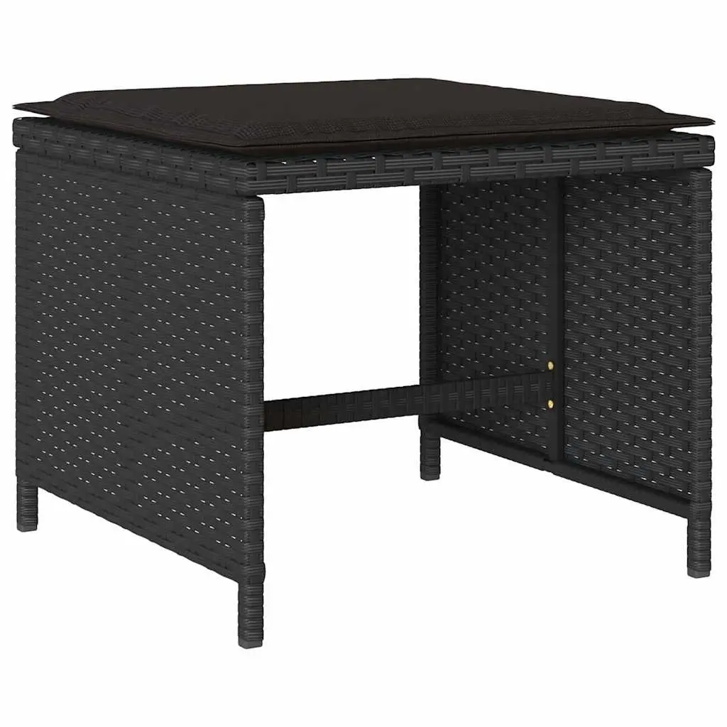 13 Piece Outdoor Garden Dining Set Black Poly Rattan Cushions