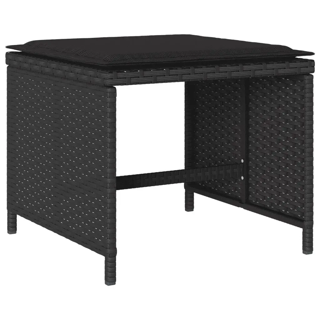 Garden Dining Set 17 Piece Outdoor Furniture Black Poly Rattan Chairs Table