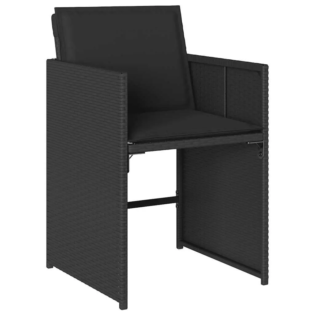 Garden Dining Set 17 Piece Outdoor Furniture Black Poly Rattan Chairs Table