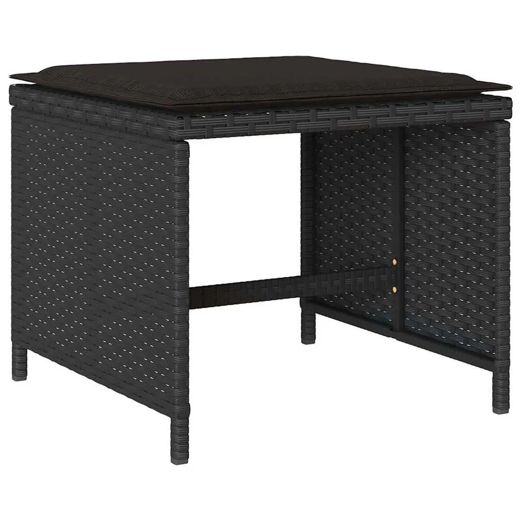 Garden Dining Set 17 Piece Outdoor Furniture Black Poly Rattan Chairs Table