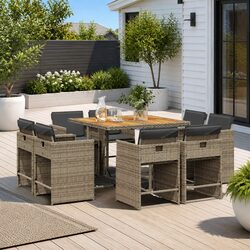 Friendly 9 Piece Dining Set for Your Garden Retreat