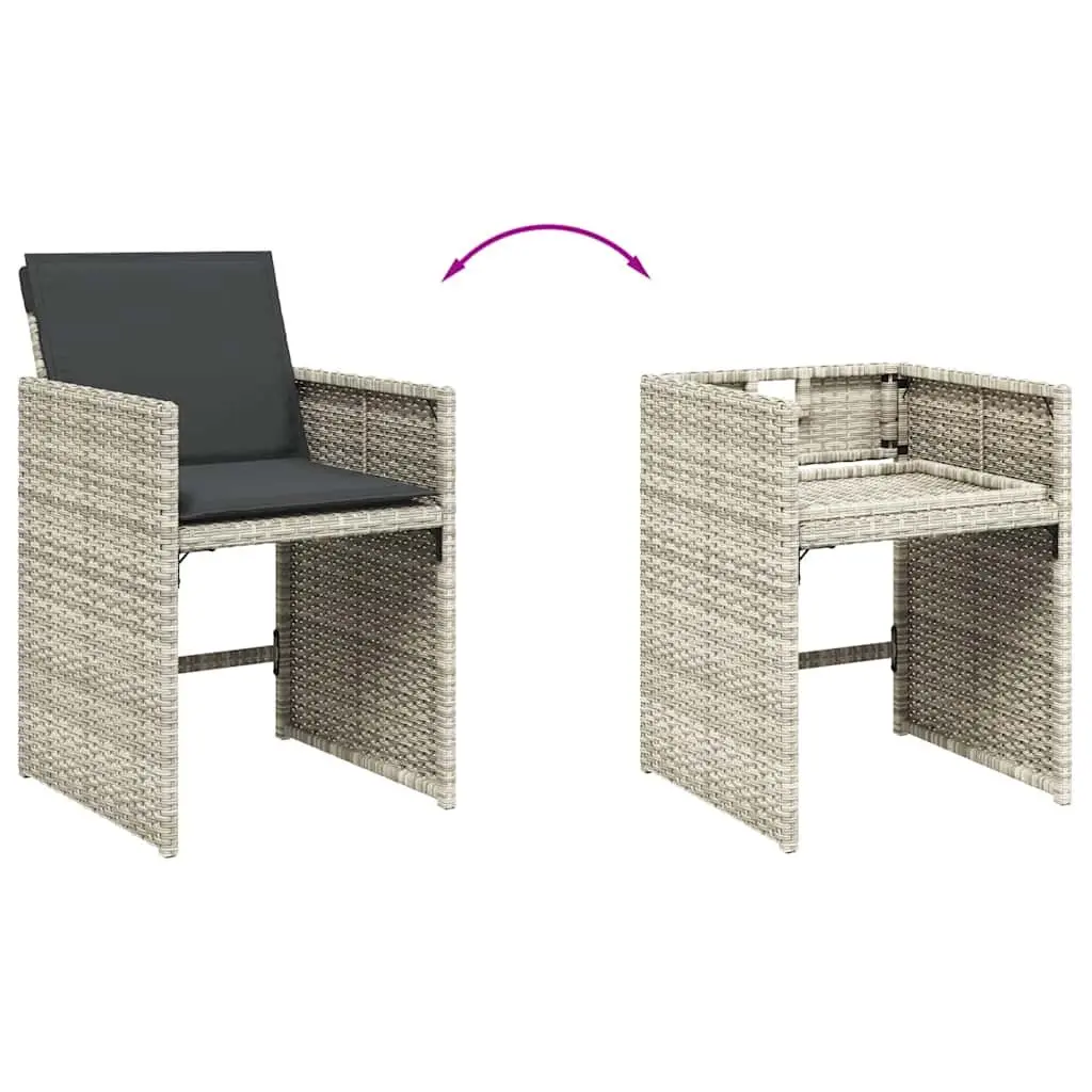 Garden Dining Set 13 Piece Outdoor Furniture Grey Poly Rattan with Cushions