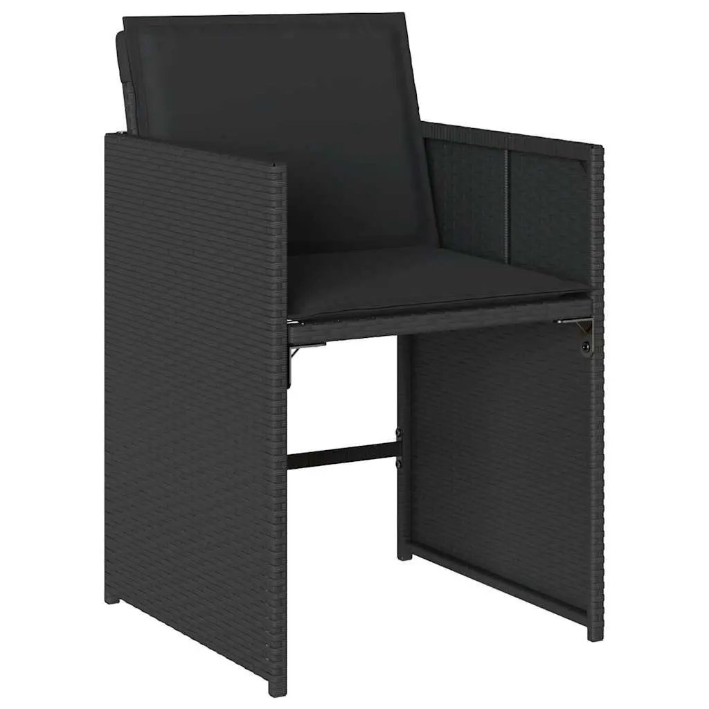 Outdoor Dining Set Black 17 Piece Poly Rattan with Cushions