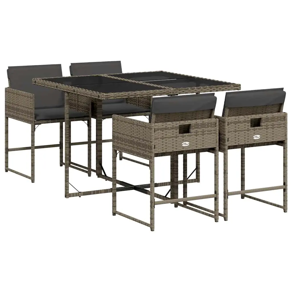 Garden Dining Set 5 Piece Outdoor Furniture Grey Poly Rattan Chairs Table