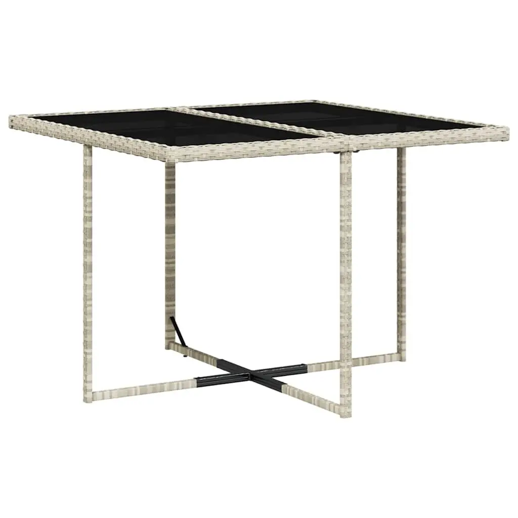 Garden Dining Set 5 Piece Outdoor Furniture Grey Poly Rattan Cushions Glass
