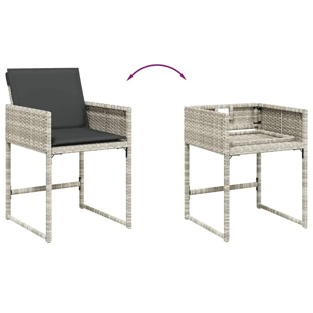 Garden Dining Set 5 Piece Outdoor Furniture Grey Poly Rattan Cushions Glass