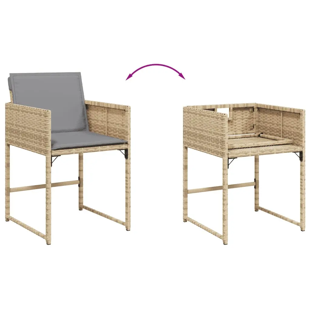 Garden Dining Set 5 Piece Outdoor Furniture Patio Table Chairs Cushions Beige