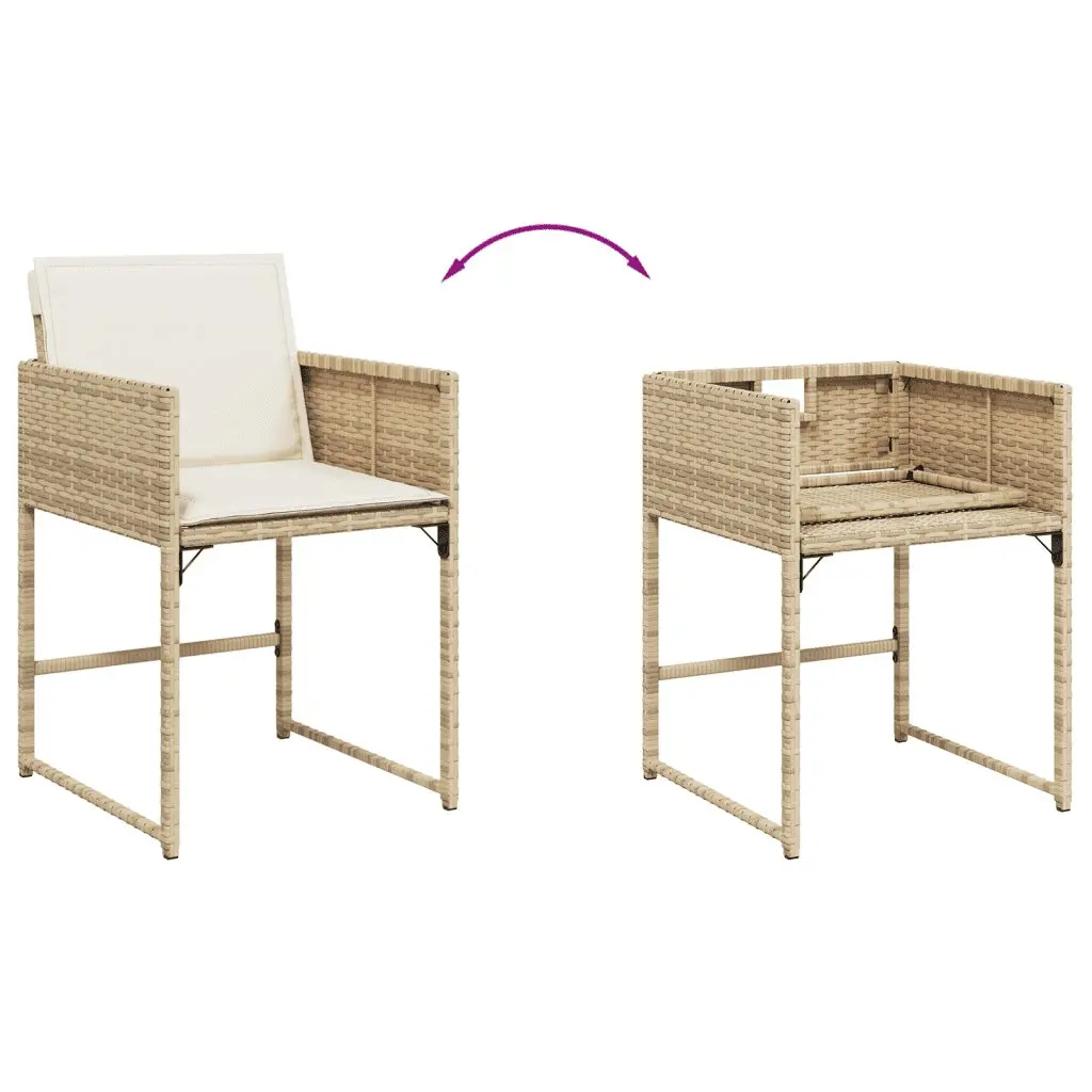 5 Piece Garden Dining Set Outdoor Furniture Beige Poly Rattan Chairs Table Patio
