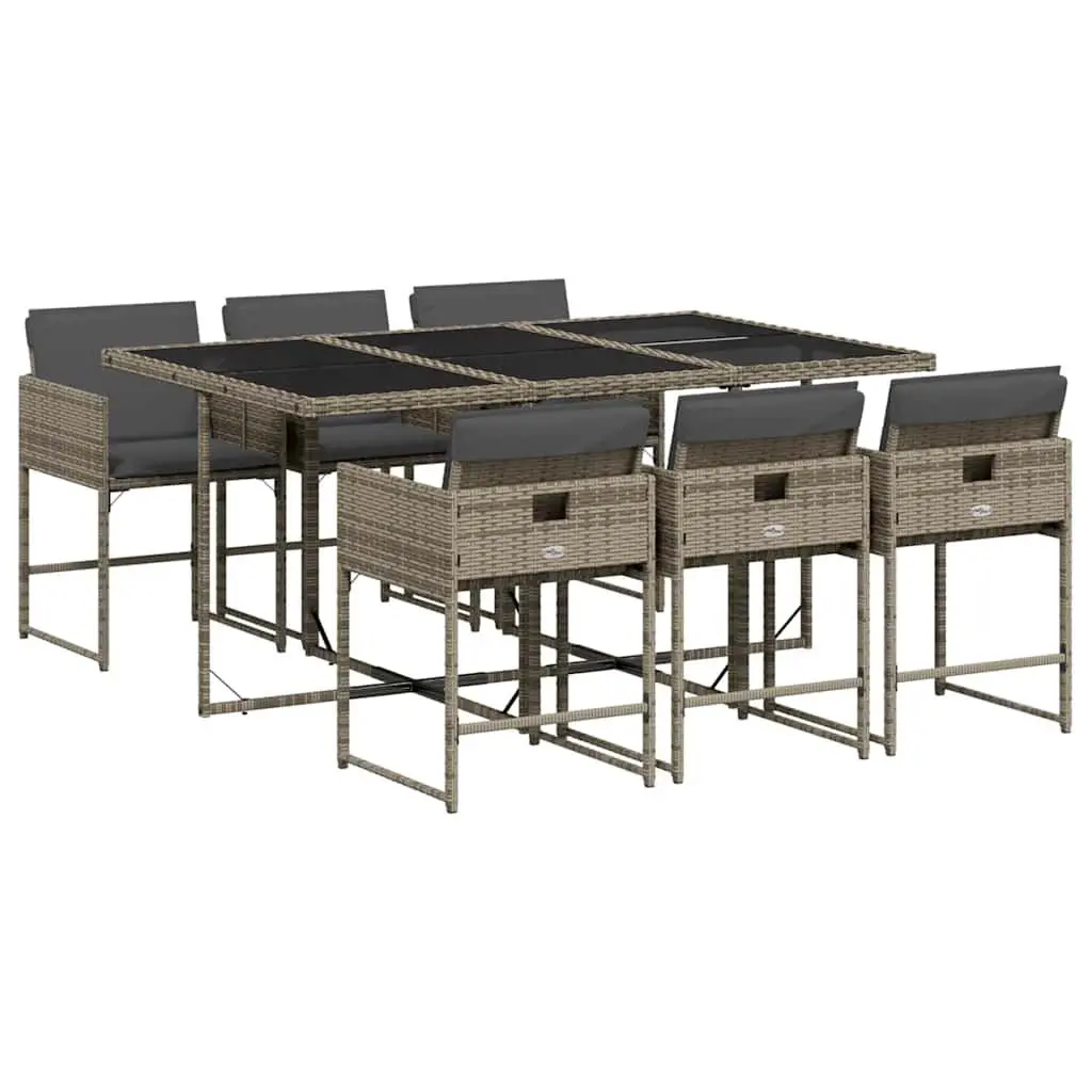 7 Piece Garden Dining Set Grey PE Rattan Chairs Table Outdoor Patio Furniture