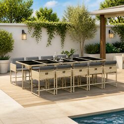Garden Dining Set 11 Piece Outdoor Furniture Poly Rattan Chairs Table Patio